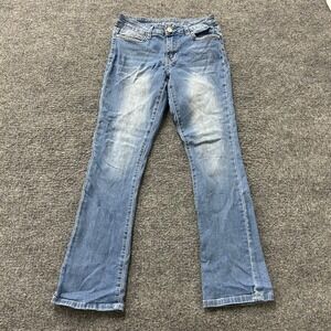 State ofIndependence Jeans Womens Size7 Blue Bootcut Stretch Embroidered Pockets